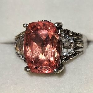 Vintage Silver Ring With Orange Stone Size 9.5